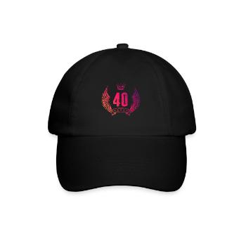 40 Zahl Krone - Baseballkappe - Schwarz/Schwarz - Vorne