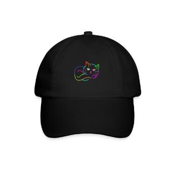 Regenbogen Katze bunt farbenfroh Kinder - Baseballkappe - Schwarz/Schwarz - Vorne