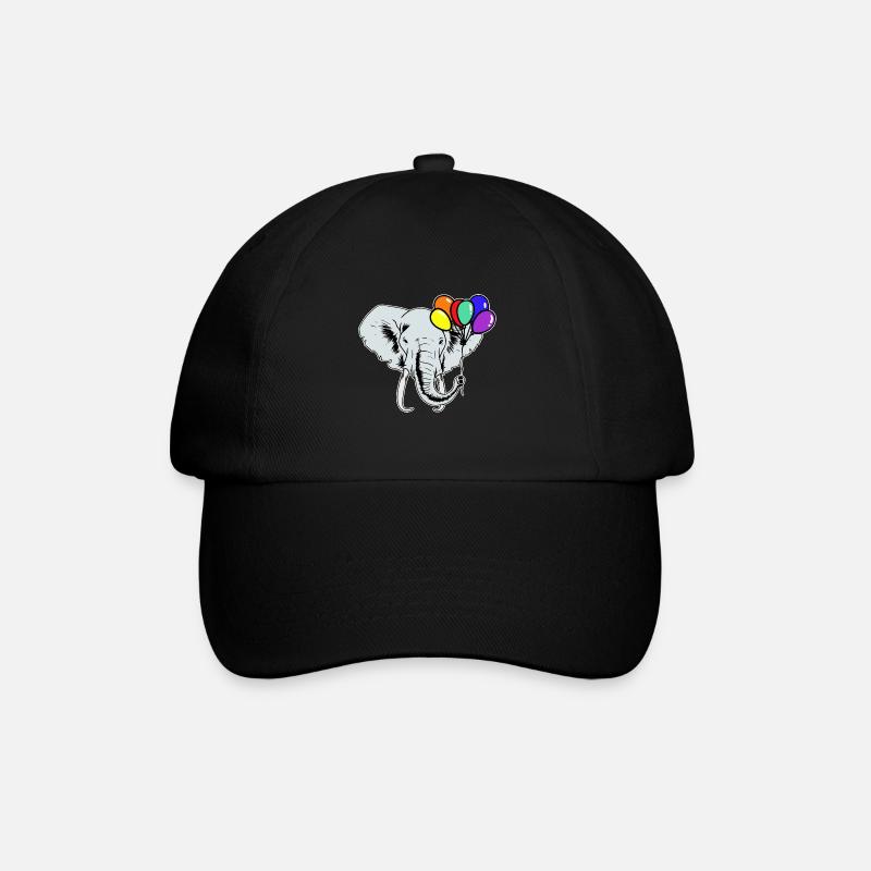 Elefanten Elefant Luftballons Regenbogen LGBT - Baseballkappe - Schwarz/Schwarz