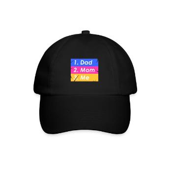 1. Papa 2. Mama 3. ich - Baseballkappe - Schwarz/Schwarz - Vorne
