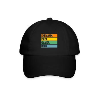 Papa Vater Gaming Zocken Zocker Gamer - Baseballkappe - Schwarz/Schwarz - Vorne