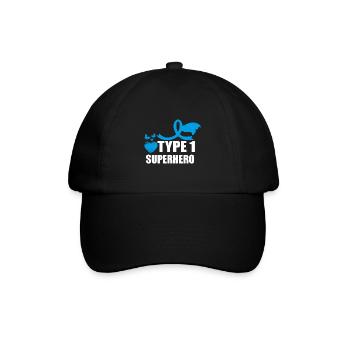 Sensibilisation au diabète de superhéros de type un DT1 - Casquette classique - noir/noir - Devant