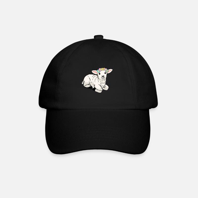 Happy Easter Lamb Sheep Easter Greetings Children - Baseball Cap - black/black