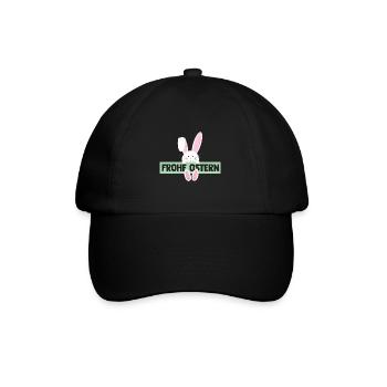 Osterhase Hase Ostern - Baseballkappe - Schwarz/Schwarz - Vorne