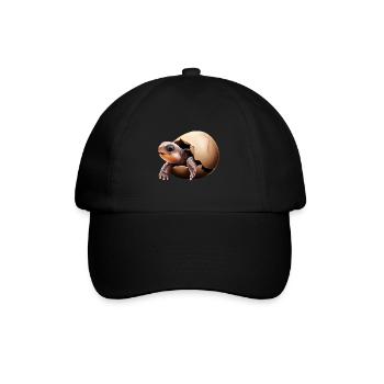 Schildkröte schlüpft aus dem Ei - Baseballkappe - Schwarz/Schwarz - Vorne