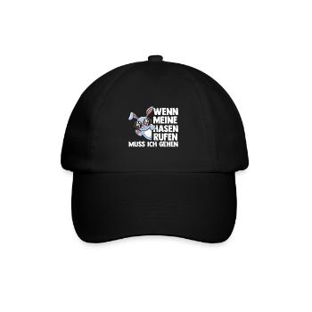 Kaninchen Hase - Baseballkappe - Schwarz/Schwarz - Vorne