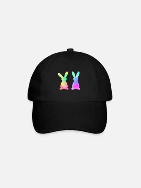 Colorful Easter Bunnies Watercolor - Baseball Cap - black/black