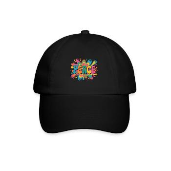 Peace 1960s psychedelic pop-art design - Baseballkappe - Schwarz/Schwarz - Vorne