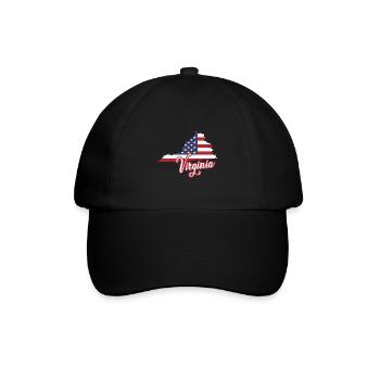 US-Flagge Virginia Design für stolze Virginier - Baseballkappe - Schwarz/Schwarz - Vorne