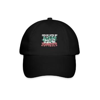 Chillin' With My Zombies Nurse Halloween Costume - Baseballkappe - Schwarz/Schwarz - Vorne