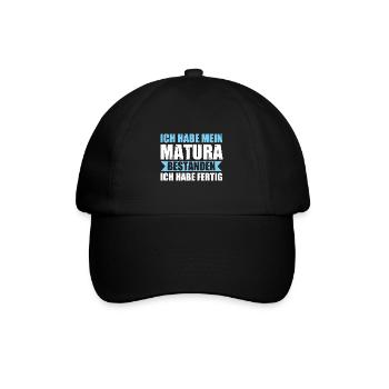 Matura Prüfung Maturant Geschenk - Baseballkappe - Schwarz/Schwarz - Vorne