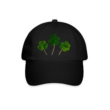 kleeblatt glueck shamrock luck four leaf clover32 - Baseballkappe - Schwarz/Schwarz - Vorne