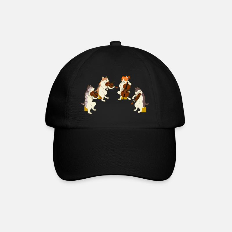Katzen Quartett - Baseballkappe - Schwarz/Schwarz