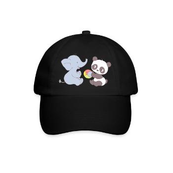 Elephant and Panda playing with ball - Casquette classique - noir/noir - Devant