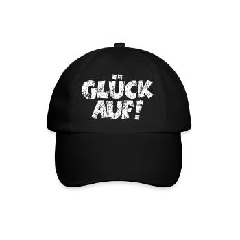 Glück Auf! (Vintage Weiß) - Baseballkappe - Schwarz/Schwarz - Vorne