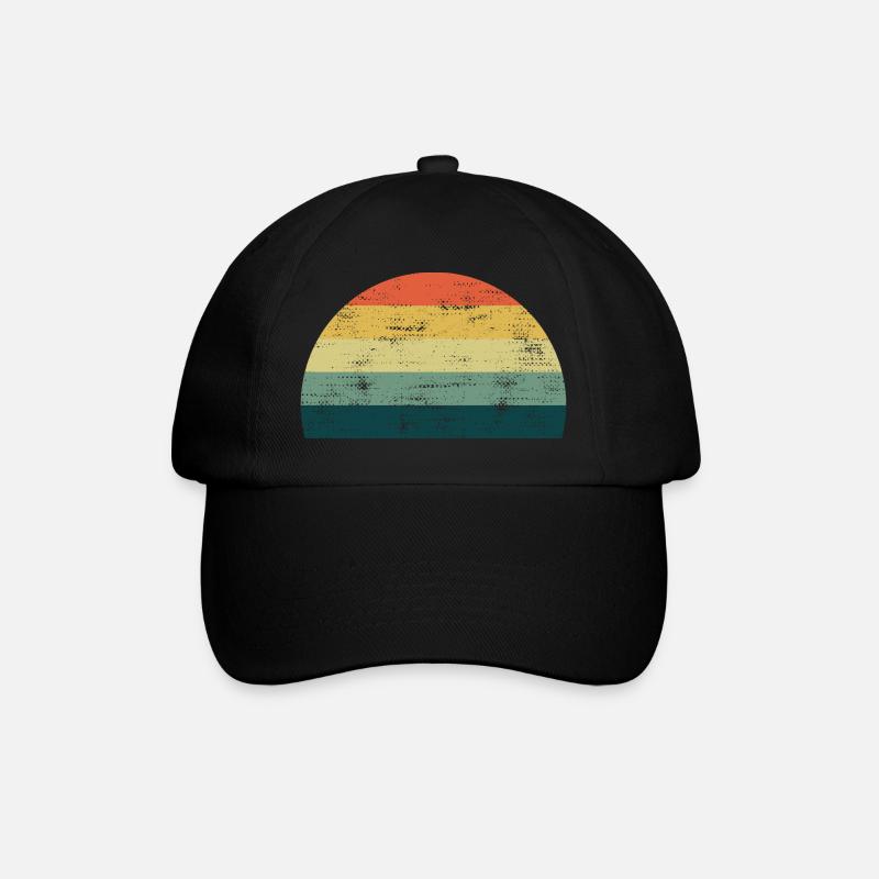Retro Sonne Sunset Regenbogen Farben Vorlage - Baseballkappe - Schwarz/Schwarz