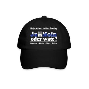 Hamburg , Tradition , Fan , Ja Moin oder watt (25) - Baseballkappe - Schwarz/Schwarz - Vorne