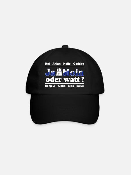 Hamburg , Tradition , Fan , Ja Moin oder watt (25) - Baseballkappe - Schwarz/Schwarz