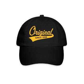 Original Since 1996 (Geburtsjahr, Geburtstag / B) - Baseballkappe - Schwarz/Schwarz - Vorne