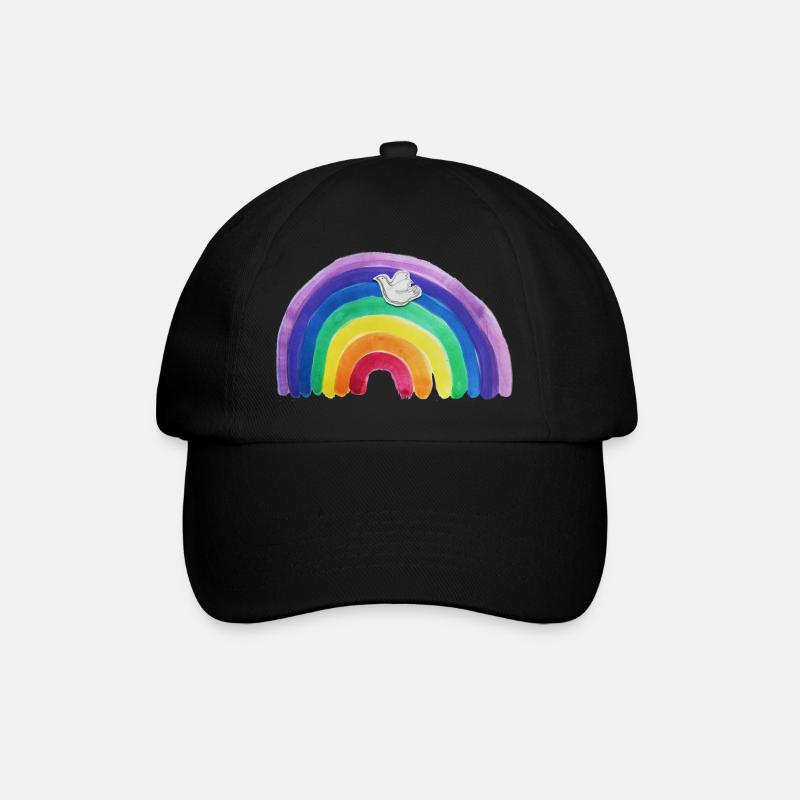 Regenbogen Friedenstaube - Baseballkappe - Schwarz/Schwarz