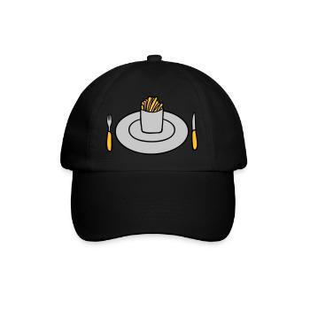 Teller Pommes Frites - Baseballkappe - Schwarz/Schwarz - Vorne