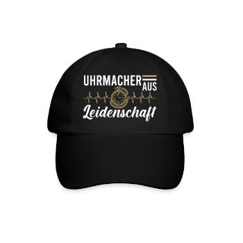 Uhrmacher aus Leidenschaft Uhr Herzschlag - Baseballkappe - Schwarz/Schwarz - Vorne