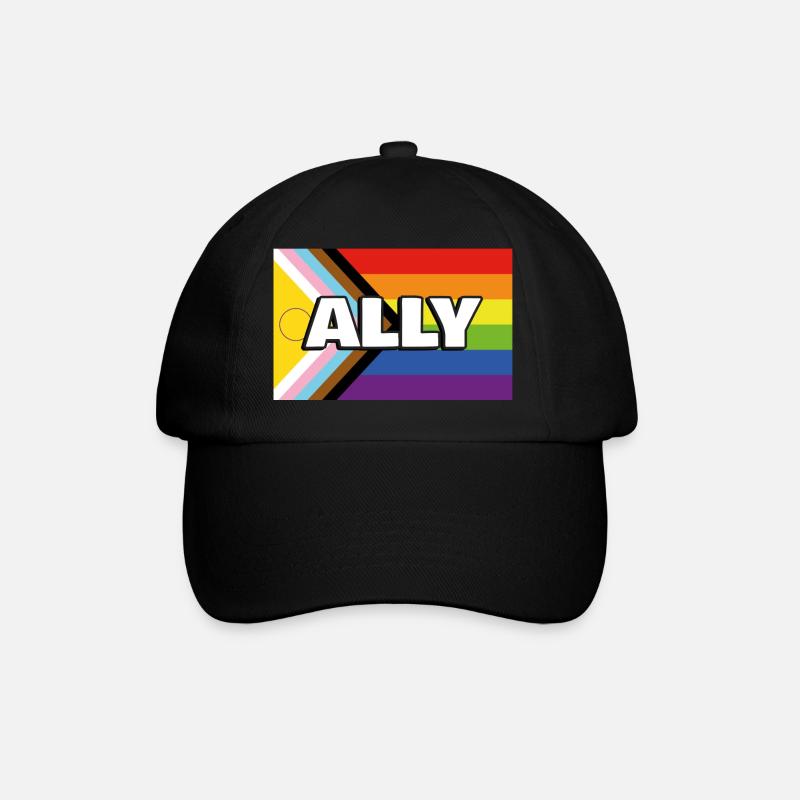 Pride Ally Inclusive Pride Progress Flag - Baseball Cap - black/black
