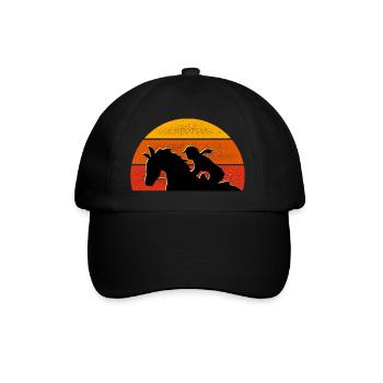 Vintage Reiten - Cavalier Geschenkidee - Baseballkappe - Schwarz/Schwarz - Vorne