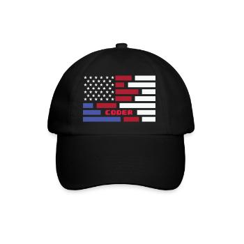 American Flag Coder Coding Computer Nerd - Baseballkappe - Schwarz/Schwarz - Vorne