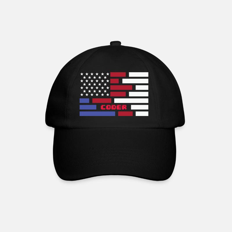 American Flag Coder Coding Computer Nerd - Baseballkappe - Schwarz/Schwarz