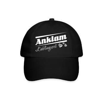 Anklam - Lieblingsort mit Stadtnamen - Baseballkappe - Schwarz/Schwarz - Vorne
