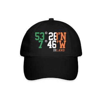 Irland Koordinaten Irische Insel Ireland Idee - Baseballkappe - Schwarz/Schwarz - Vorne