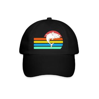 Retro Vintage Awesome Fishing Designs T-Shirt - Baseballkappe - Schwarz/Schwarz - Vorne