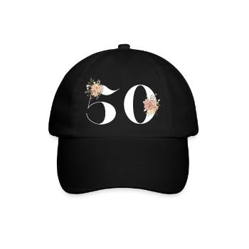 50e anniversaire fleuris (Cadeau de 50 ans) - Casquette classique - noir/noir - Devant