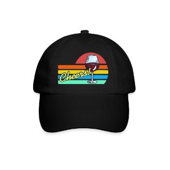 CHEERS! Retro Vintage Wine Lover Design T-Shirt - Baseball Cap - black/black - Front