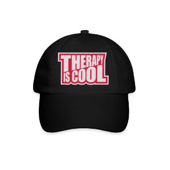 therapy is cool Zitat - Baseballkappe - Schwarz/Schwarz - Vorne