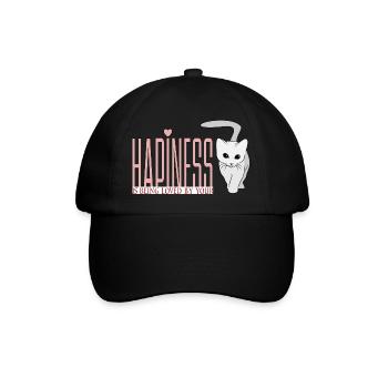 Happiness is being loved by your cat - Baseball Cap - black/black - Front
