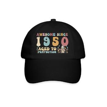 Awesome since 1950 - 73rd Birthday - 2023 Groovy - Baseball Cap - black/black - Front