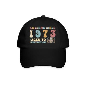 Super seit 1973 - 50. Geburtstag - 2023 Groovy - Baseballkappe - Schwarz/Schwarz - Vorne