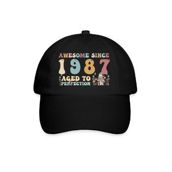 Awesome since 1987 - 36th Birthday - 2023 Groovy - Baseball Cap - black/black - Front