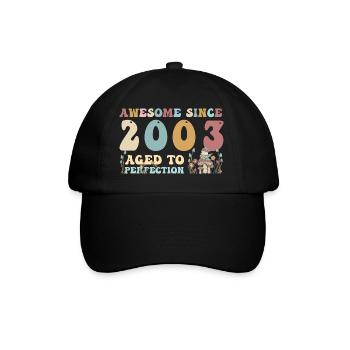Super seit 2003 - 20. Geburtstag - 2023 Groovy - Baseballkappe - Schwarz/Schwarz - Vorne