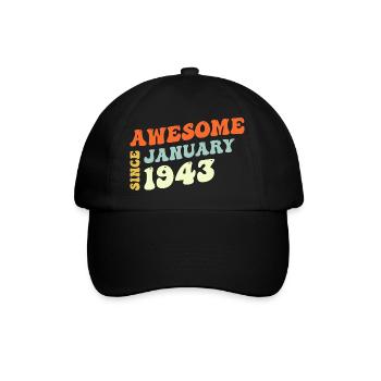 Groovy 80 Years Old Awesome Since January 1943 - Baseball Cap - black/black - Front