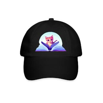 Cat Books Cat Reading Book Kitten Domestic Cat - Baseball Cap - black/black - Front