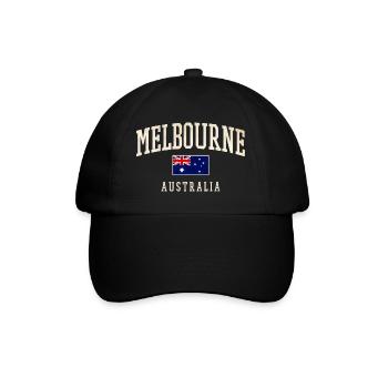 Melbourne, Australie, Design avec drapeau - Casquette classique - noir/noir - Devant
