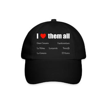 I love them all - Kanaren - Baseballkappe - Schwarz/Schwarz - Vorne