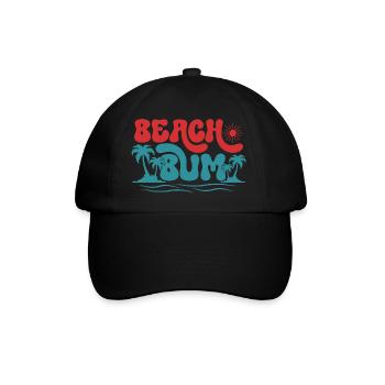 Beach Bum, Summer Sun Holiday Beach Palm Trees Sea - Baseball Cap - black/black - Front