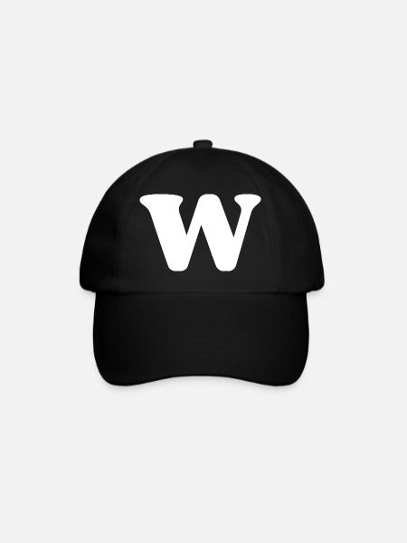 Buchstabe w - Baseballkappe - Schwarz/Schwarz