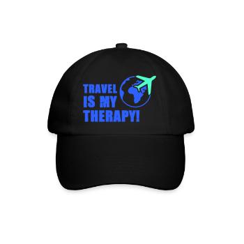 travel is my therapy - Baseball Cap - black/black - Front
