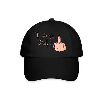 I Am 24 + 1 Middle Finger Shirt I Am 24 Plus, - Baseball Cap - black/black - Front