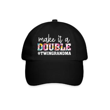 Make It A Double Twin Grandma Of Twins Grandmother - Baseballkappe - Schwarz/Schwarz - Vorne